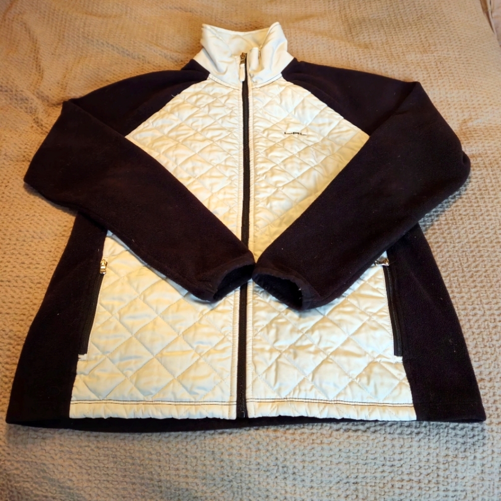 Lauren Active-Ralph Lauren Women's Black & White Jacket Fleece & Quilted Jacket